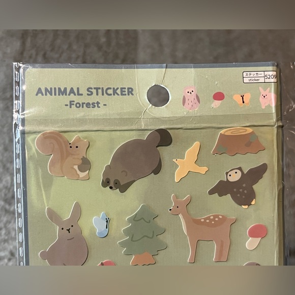 Daiso Forest Animal Sticker Sheet Japan Exclusive Kawaii Raccoon Deer Bear Owl - Picture 3 of 6
